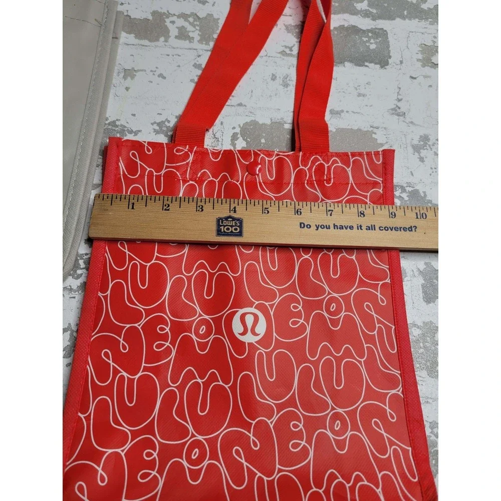 Lululemon Small Reusable Bags‎ Set of 3 Red Tan Maroon